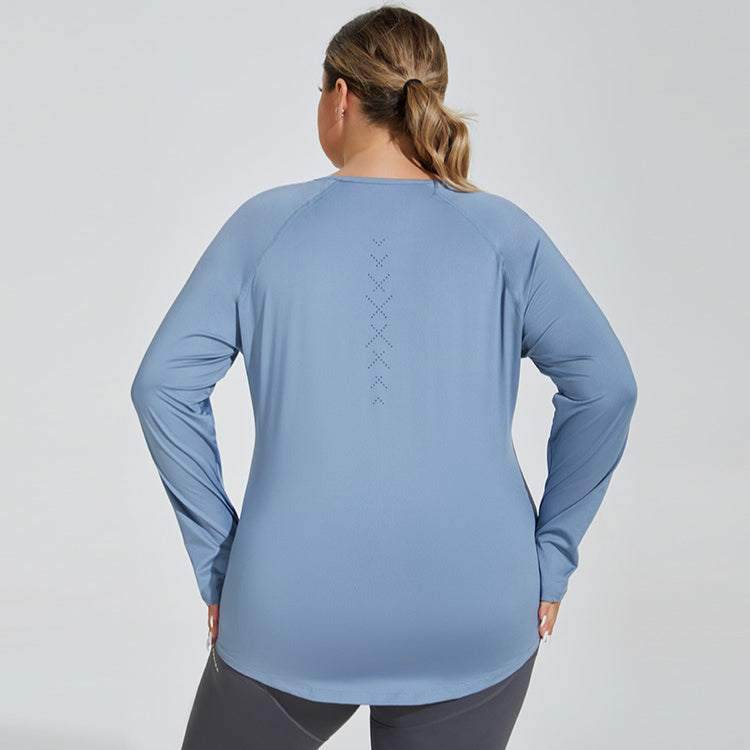Plus Size Loose Long Sleeve Yoga T-Shirts