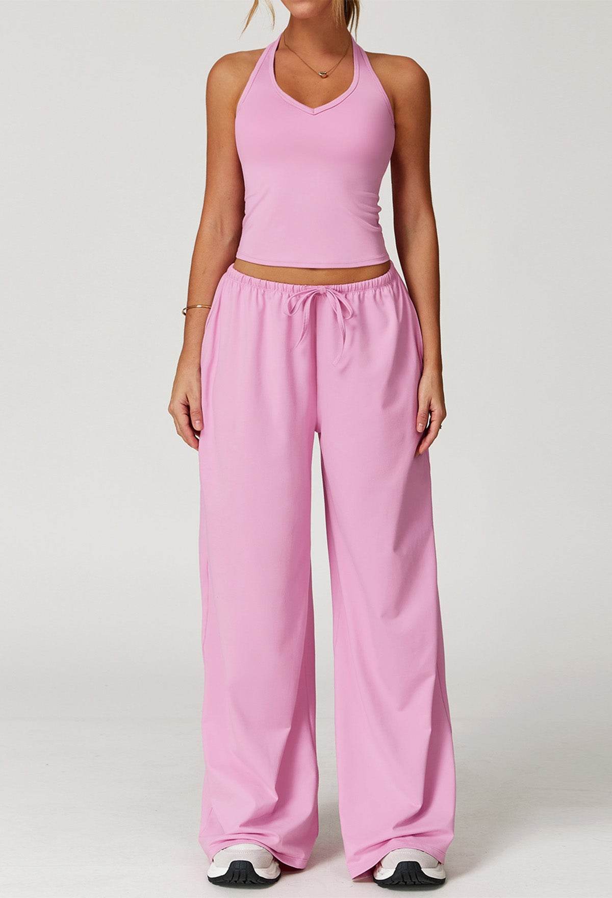 Activewear Wear with Tank Top and Wide Leg Lounge Pants