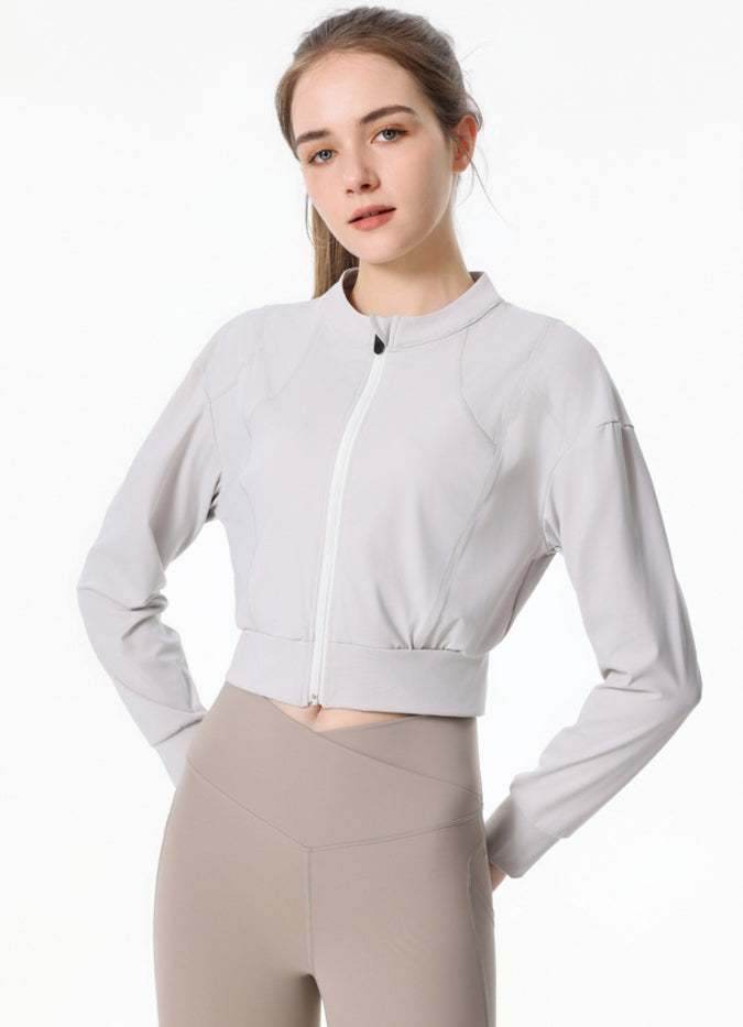 Ribbed Crop Workout Jacket