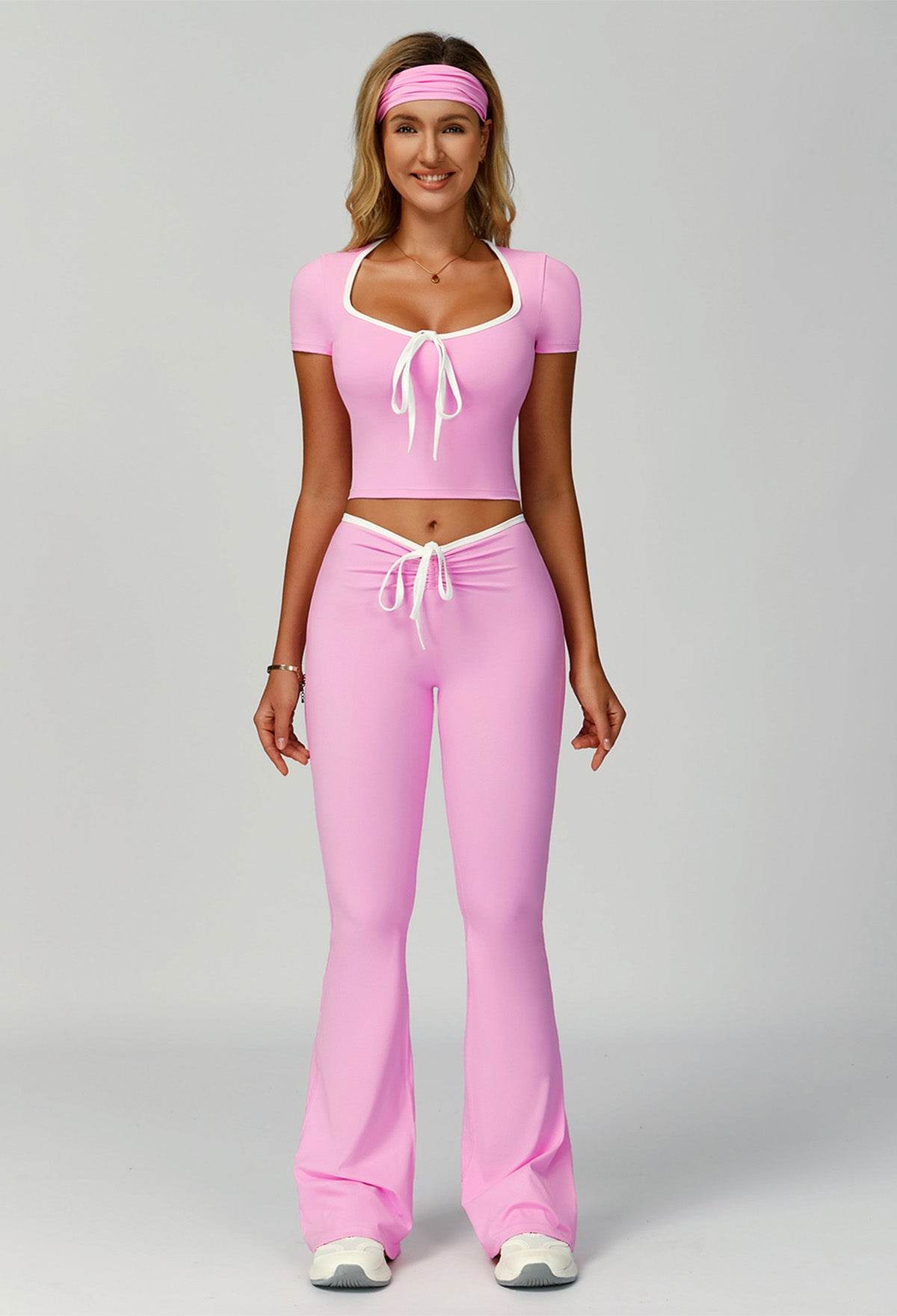 3 Pieces Activewear Set with Headband, Crop Top and Pant