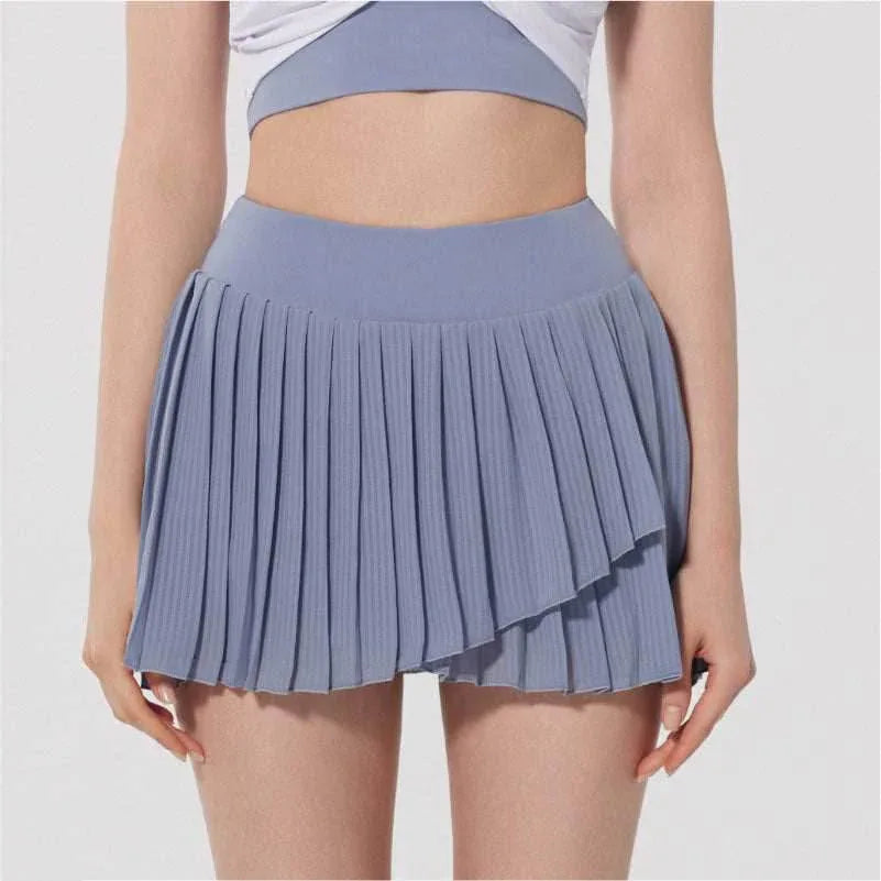 Fashion Solid Color Double Layer Tennis Skirt