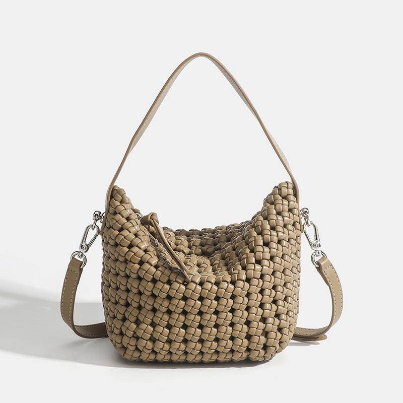 PU Handmade Woven Bucket shape Tote bag