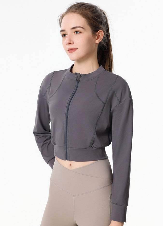 Ribbed Crop Workout Jacket