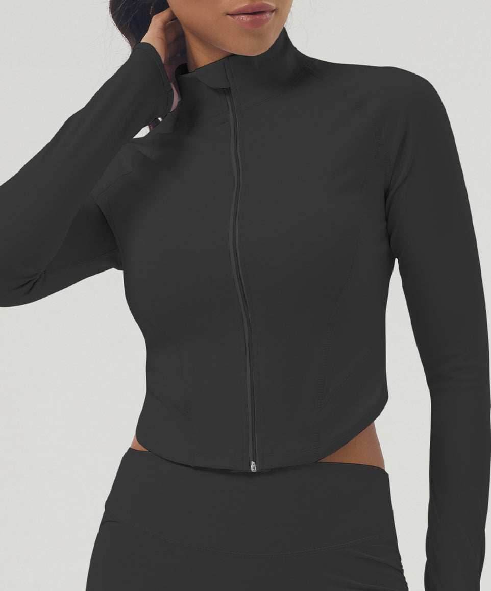 Long Sleeve Zip Up Cropped Sports Jacket