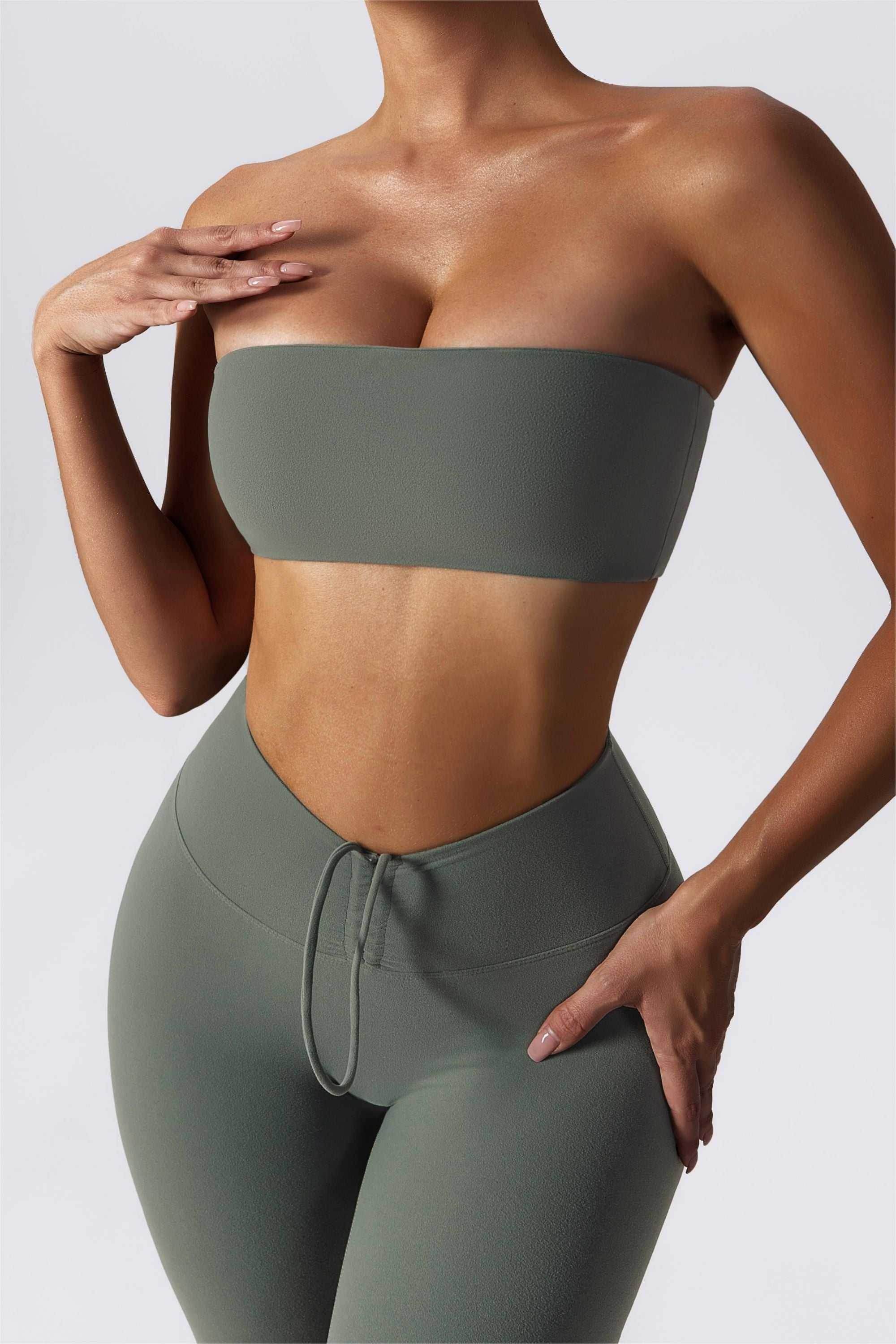 One Piece Bandeau Bra - Dark Gray Green
