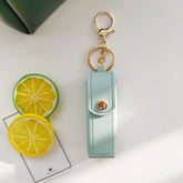 PU Leather Lipstick Holder Keychain with Clip