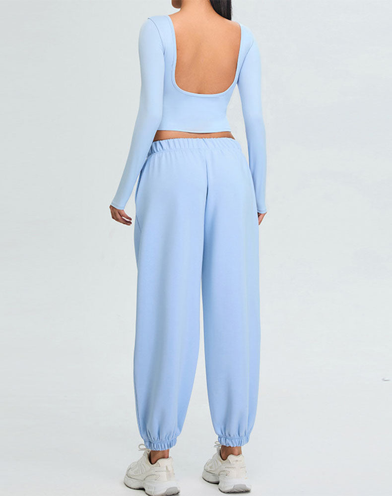 Activewear Set with U-Shaped Back Top and Sweatpant