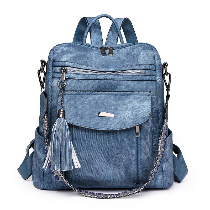 PU Leather Big Capacity Backpack With Tassels | Stylish and Spacious