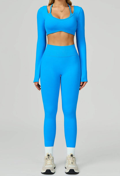Sport Set with Color Block Long Sleeve T-Shirt and Legging