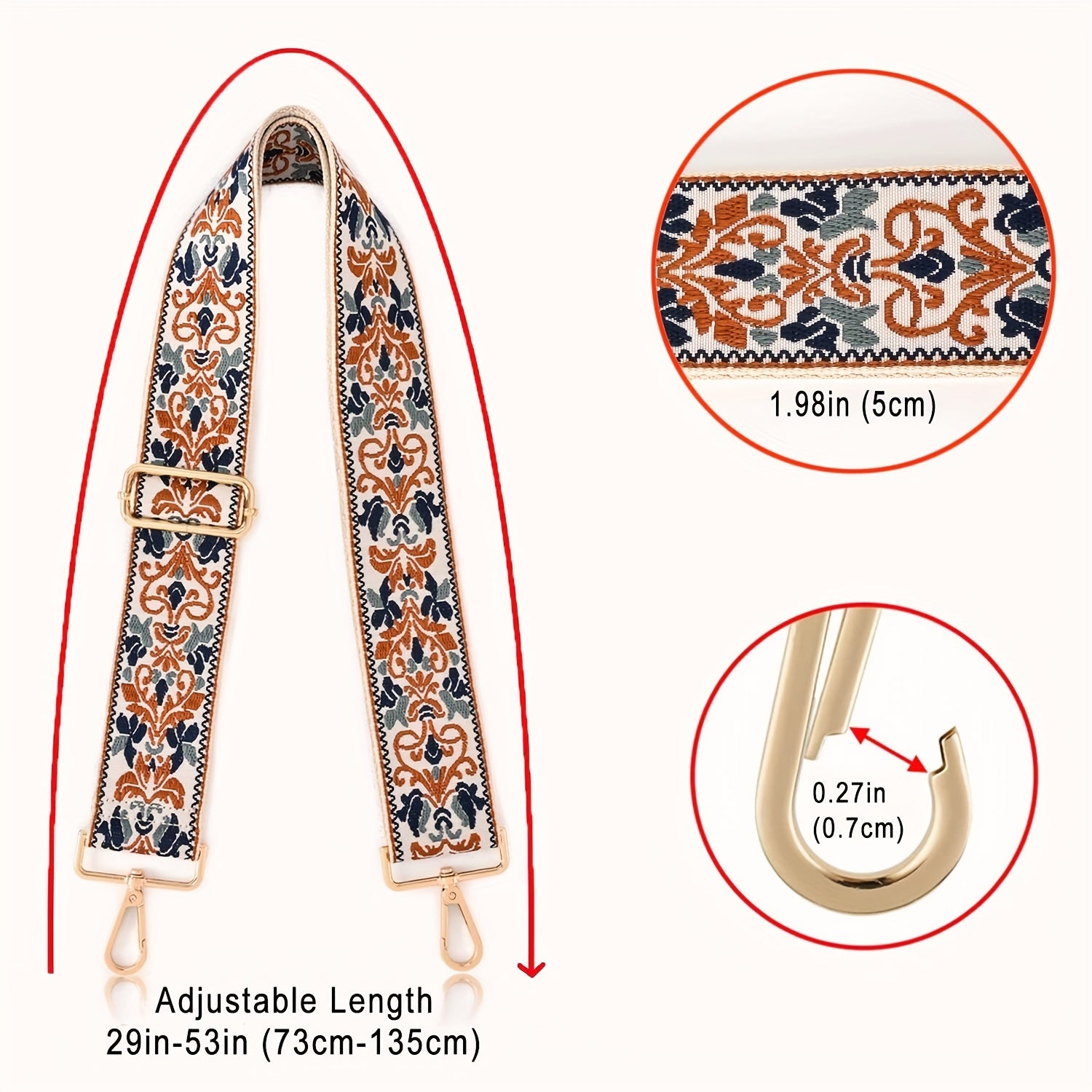 Adjustable Embroidered Shoulder Strap