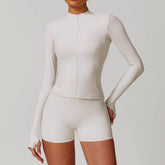 Zip Up Workout Jacket Long Sleeve Athletic Coat with Pockets