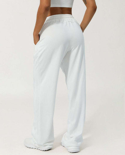 Women Elastic High-Waist Wide Leg Sweatpants: Comfortable &amp; Stylish