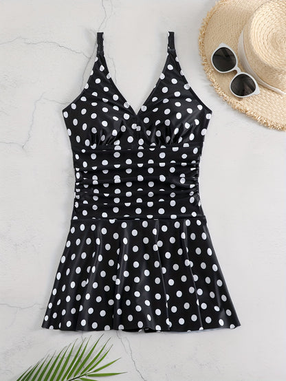 Star Print V Neck Stretchy One-piece Swimsuit