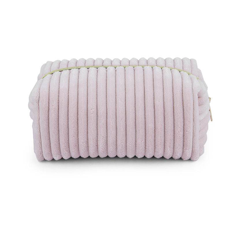 Vertical Stripes Corduroy Cosmetic Bag | Ideal for Travel Essentials