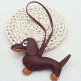 Cute Leather Dachshund Keychain