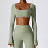Square Neck Yoga Crop Tops Long Sleeve T-Shirt