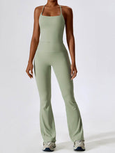 Sport Set with Crossover Strap Tank Top and Flared Pant
