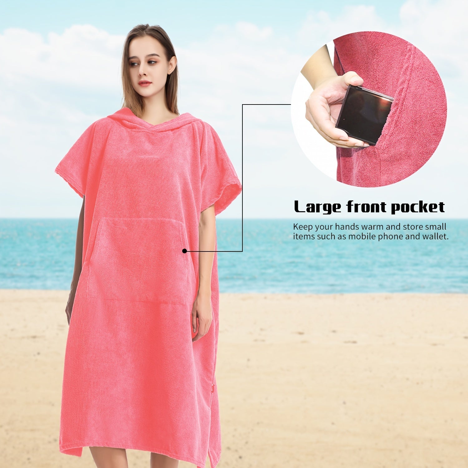 Hooded Towel Robe with Large Pocket