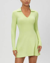 Long Sleeve V Neck Tennis Dress
