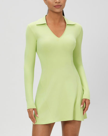 Long Sleeve V Neck Tennis Dress