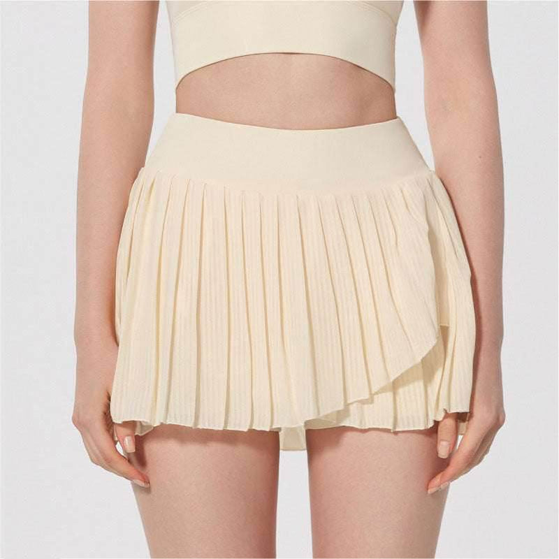Fashion Solid Color Double Layer Tennis Skirt