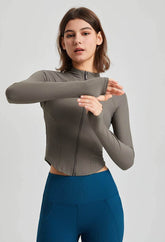 Full Zip-up Yoga Jacket with Thumb Holes