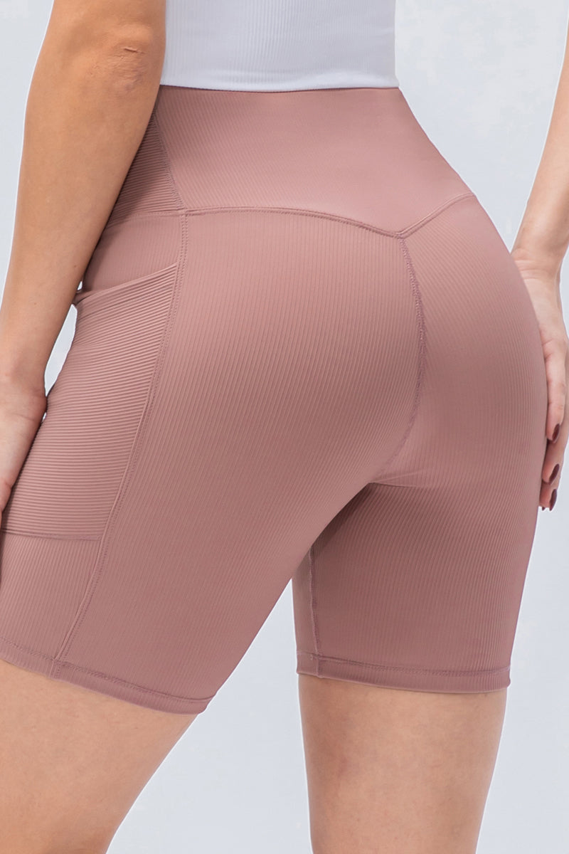 Ribbed High-Rise Crossover Shorts