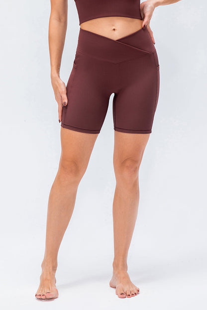 Ribbed High-Rise Crossover Shorts