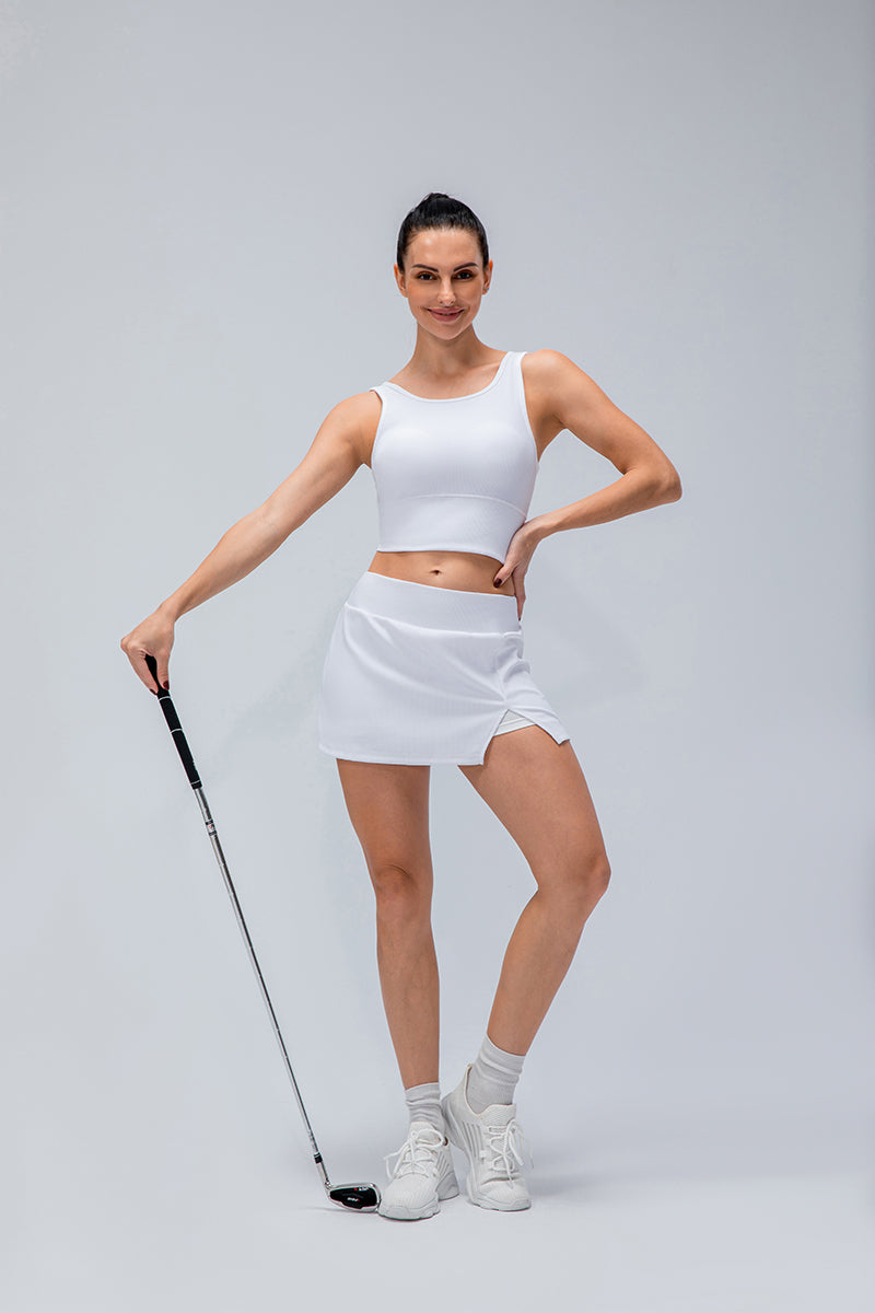 Ribbed Tennis Skirt with Built-In Shorts - Stylish &amp; Functional Design