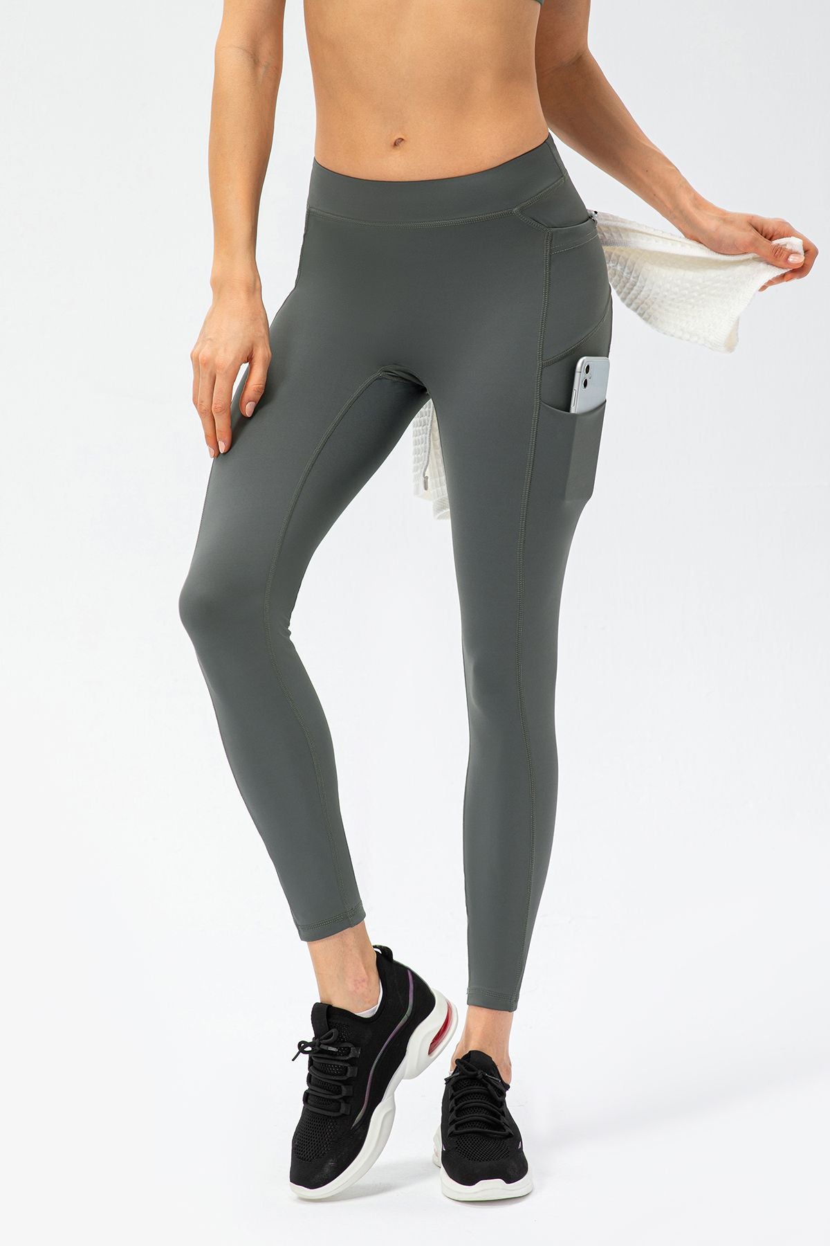 No Front Seam Leggings with Multi-Pockets