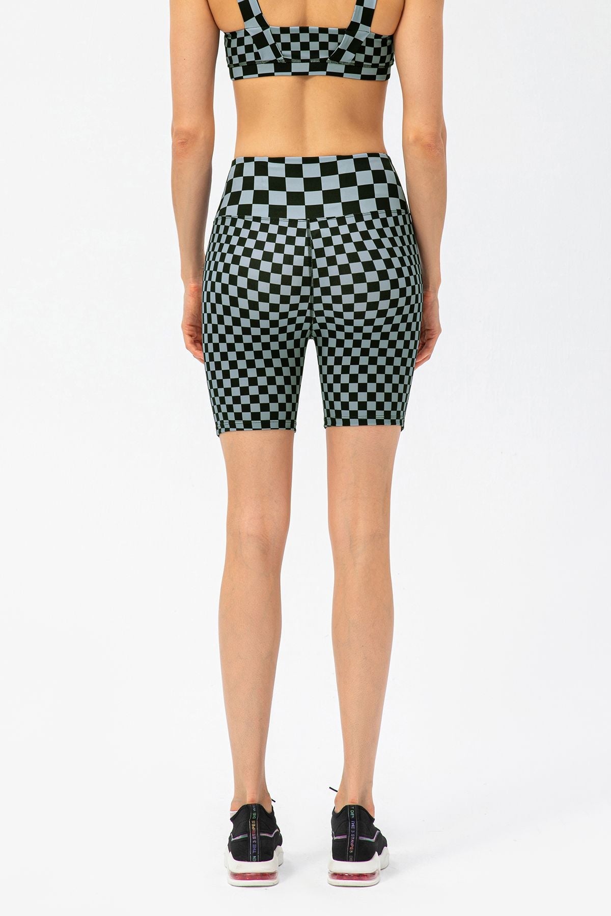 Checkerboard High Rise Biker Shorts