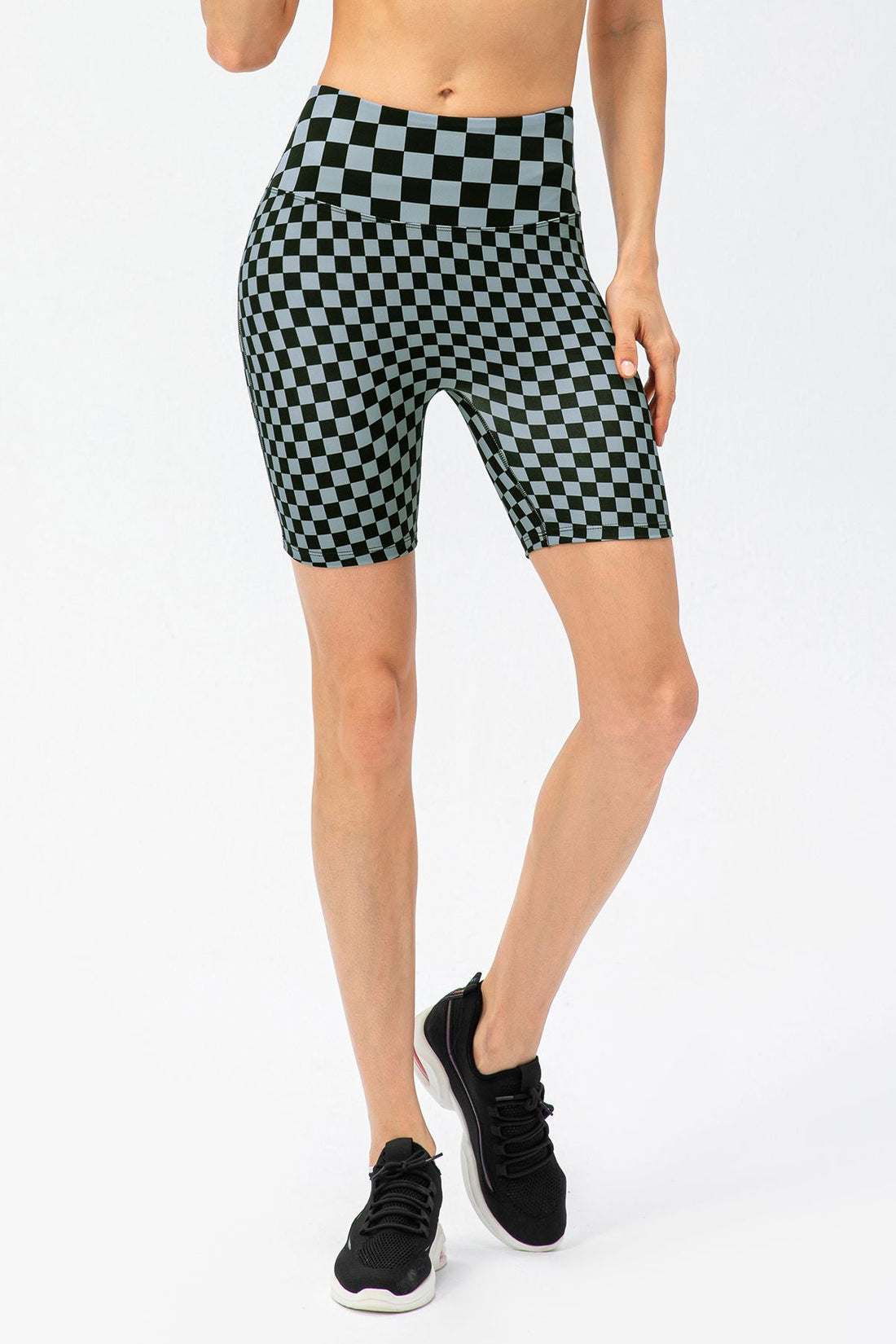 Checkerboard High Rise Biker Shorts