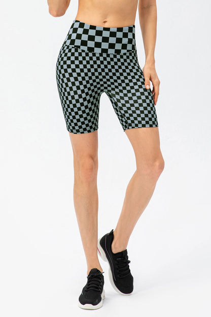 Checkerboard High Rise Biker Shorts