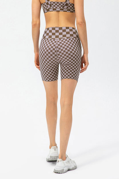 Checkerboard High Rise Biker Shorts