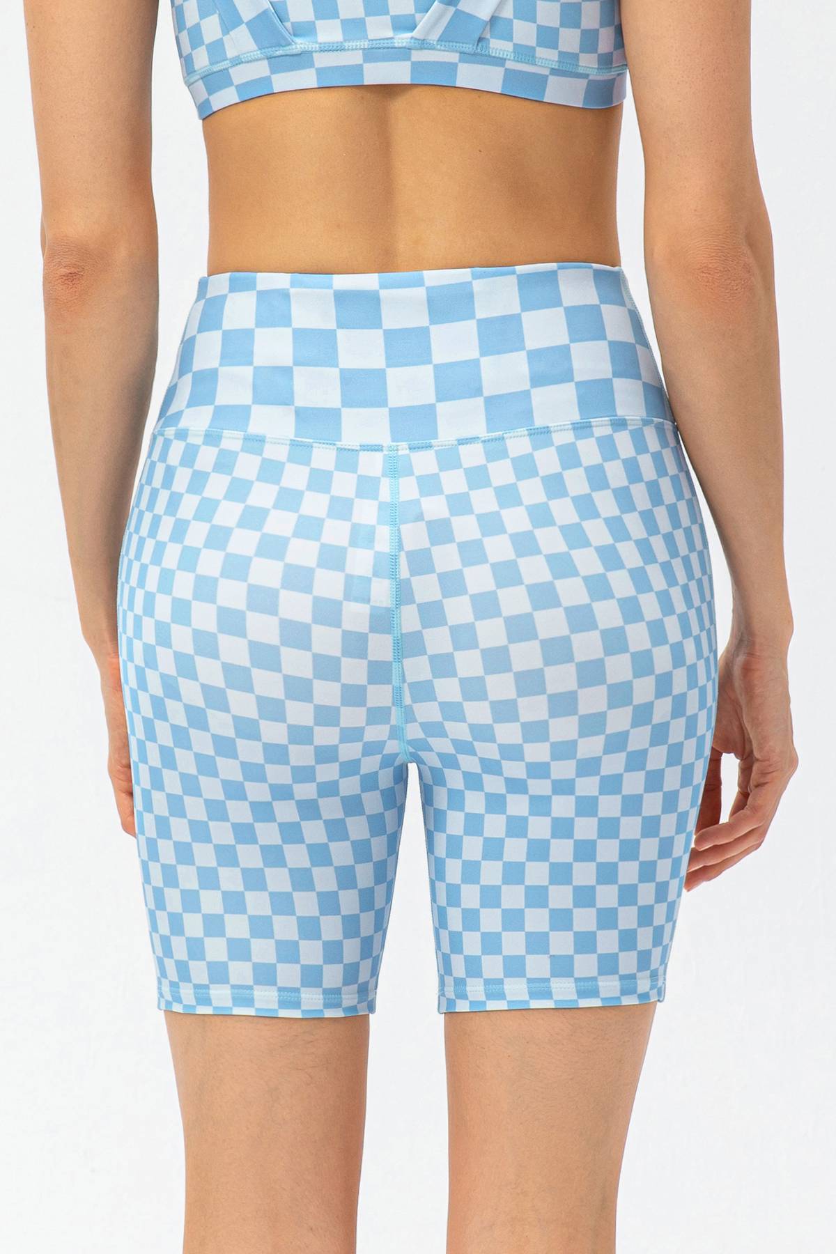 Checkerboard High Rise Biker Shorts