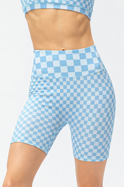 Checkerboard High Rise Biker Shorts