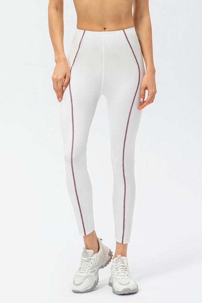 Contrast Trim High Waisted Ankle Leggings - Sleek Design &amp; Perfect Fit