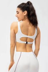 Contrast Trim Back Cutout Sports Bra