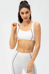 Contrast Trim Back Cutout Sports Bra