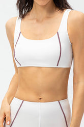 Contrast Trim Back Cutout Sports Bra