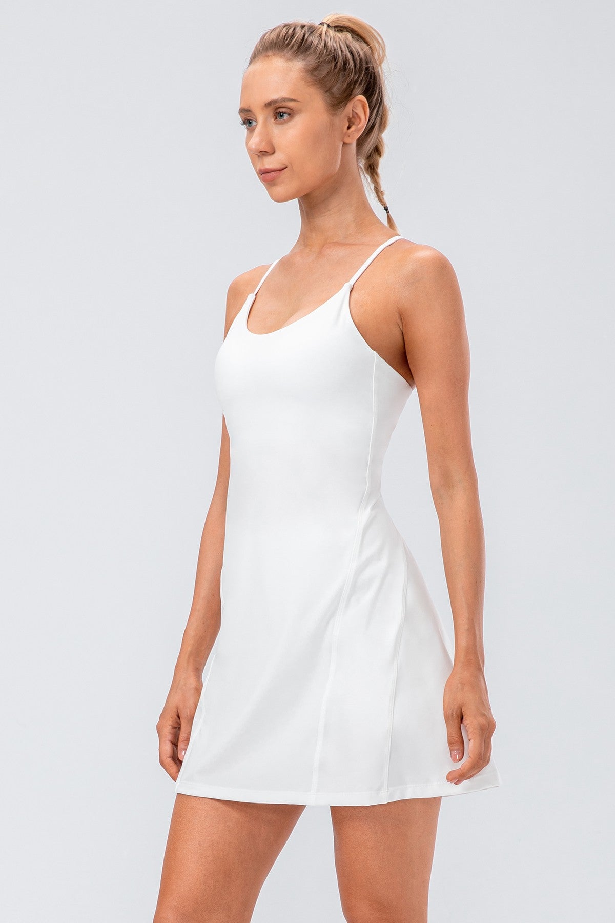 Spaghetti Straps Tennis Dress with Built-in Short - Stylish Sportswear