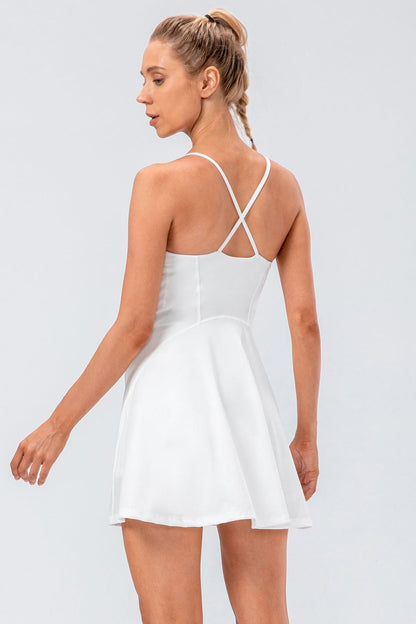 Spaghetti Straps Tennis Dress with Built-in Short - Stylish Sportswear