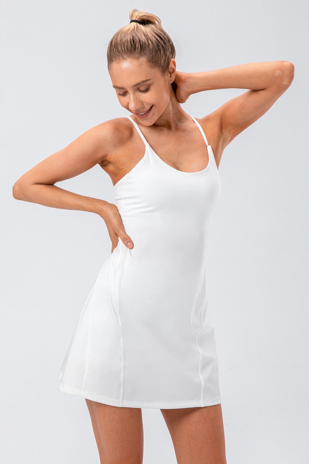 Spaghetti Straps Tennis Dress with Built-in Short - Stylish Sportswear