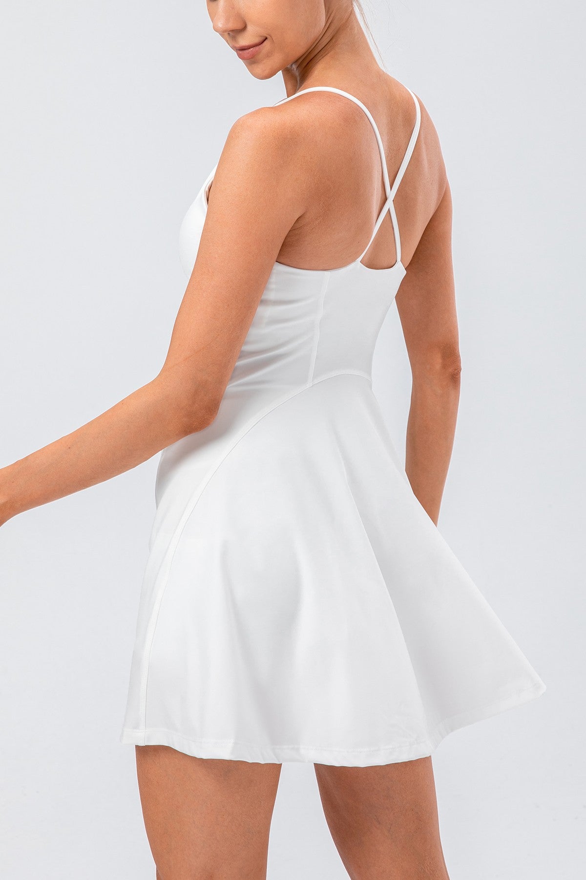 Spaghetti Straps Tennis Dress with Built-in Short - Stylish Sportswear