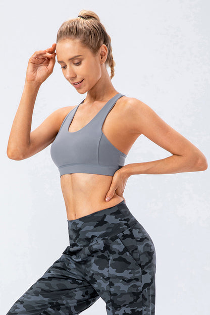 Racerback Sports Bra with Wide Elastic Straps – Supportive &amp; Stylish