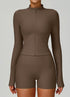 Ribbed Activewear Set with Running Jacket and Short