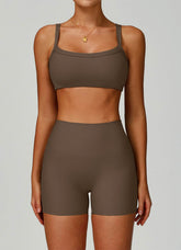 Ribbed Activewear Set with Sports Bra and Short