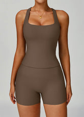 Ribbed Activewear Set with Sports Tank Top and Short