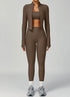 3 Pieces Ribbed Activewear Set with Bra, Jacket and Legging