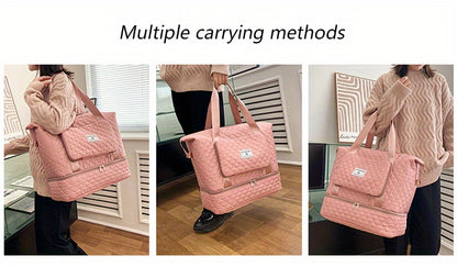 Large Capacity Argyle Pattern Travel Luggage Bag